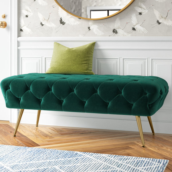 Green velvet best sale dining bench